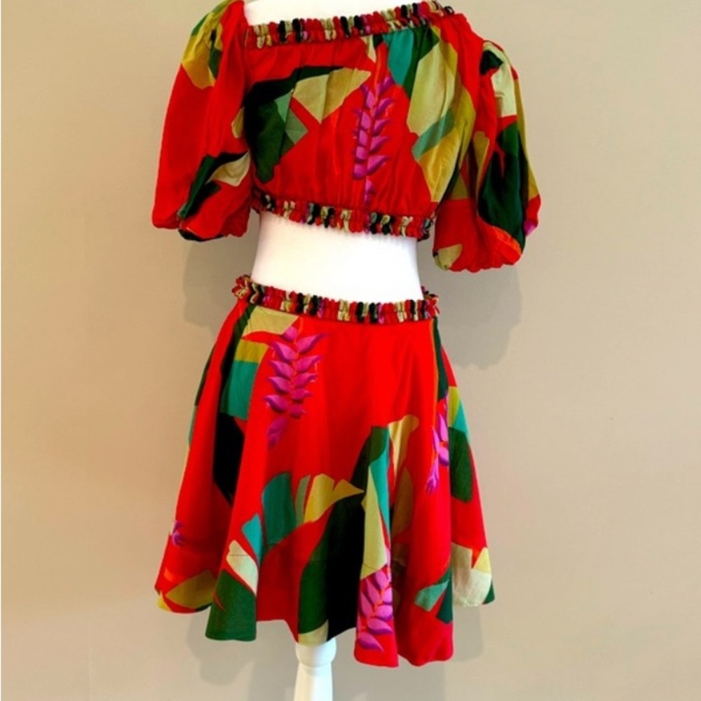 FARM Rio Colorful Red Heliconia Mini Dress - Picture 2 of 3